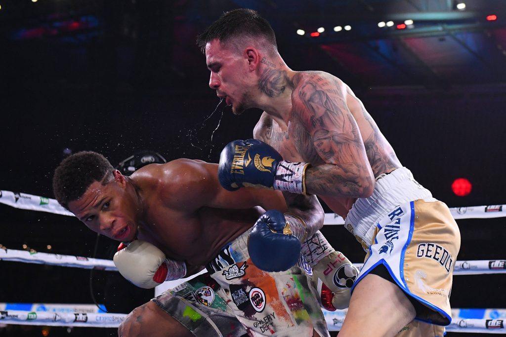 George Kambosos Jr. (r.) verlor seine WM-Titel im Juni 2022 gegen Devin Haney. Auch im Rückkampf im Oktober hatte er das Nachsehen gegen den US-Amerikaner. (Foto: IMAGO/James Ross)