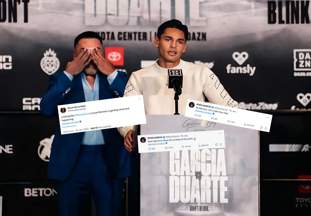 Pflegen einen ungewöhnlichen Umgang miteinander: Ryan Garcia (r.) und sein Promoter Oscar De La Hoya kommunizieren scheinbar mehr über Social Media als direkt. (Foto: Instagram/@kingryan)