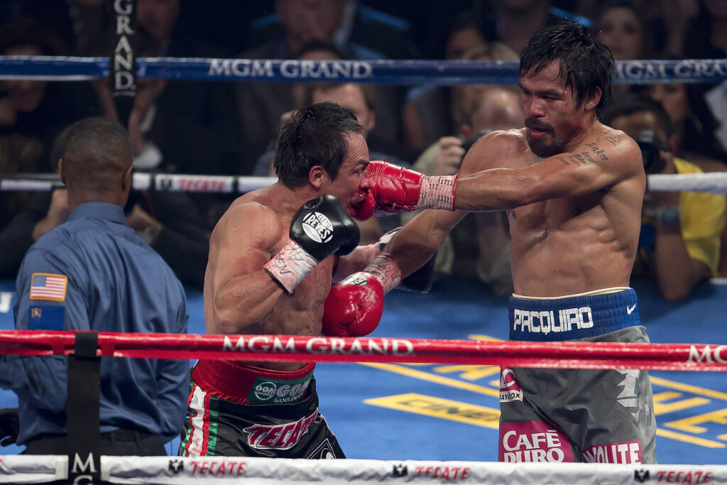 Mit Rafael Marquez (l.) lieferte sich Manny Pacquiao insgesamt vier hochklassige Ringschlachten – die Bilanz der beiden ist ausgeglichen. (Foto: imago-images / Agencia-MexSport)